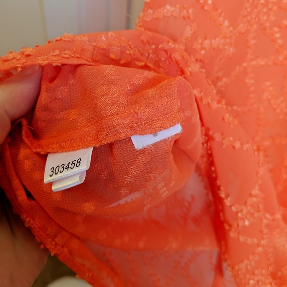 Ann Taylor Loft Pleated Blouse Sheer Orange Small - Picture 7 of 8